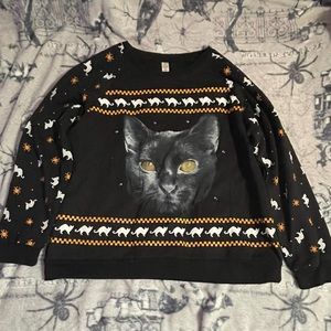 light up led black cat shirt